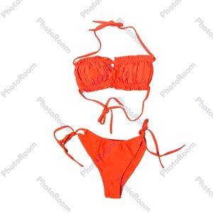 Windinny Two Piece High Waisted Triangle Thong Bikini Women’s Small Orange NWOT